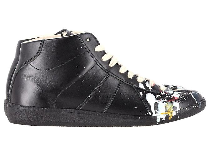 Maison Martin Margiela Maison Margiela Replica Baskets Montantes en Cuir Noir
