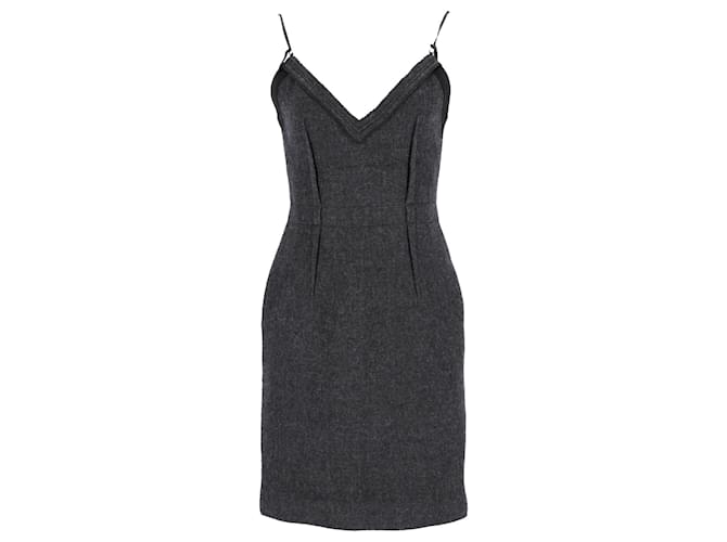 Prada Sleeveless Sheath Dress in Grey Wool  ref.1132068