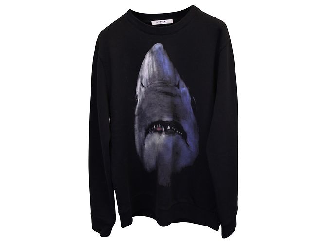 Givenchy Shark Print Sweatshirt aus schwarzer Baumwolle