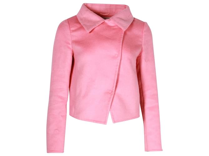 Prada Asymmetrical Front Jacket in Pink Wool  ref.1132081