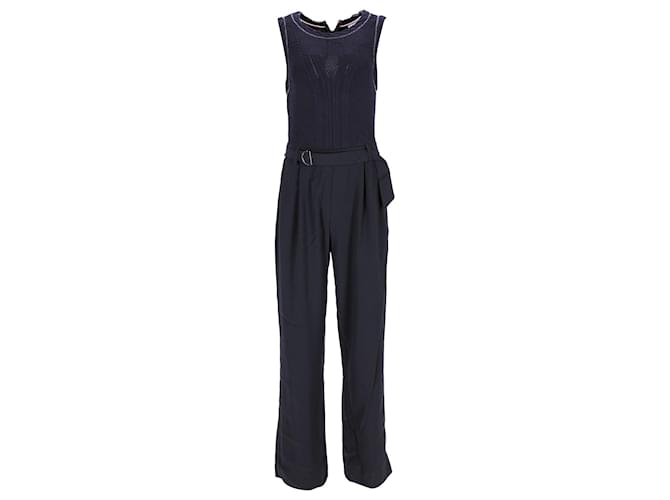 Tommy Hilfiger Womens Sleeveless Embroidery Jumpsuit in Navy Blue Polyester  ref.1132102