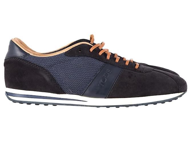 Tod's Lace-Up Low Top Sneakers in Navy Blue Suede  ref.1132172