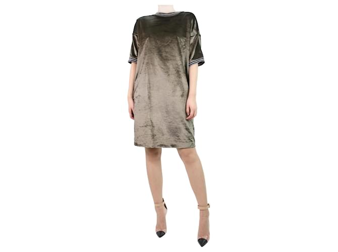 Brunello Cucinelli Green velvet dress - size M Cotton  ref.1132202