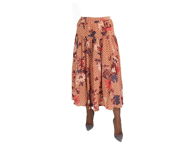 Ulla Johnson Orange printed skirt - size UK 12 Silk  ref.1132209