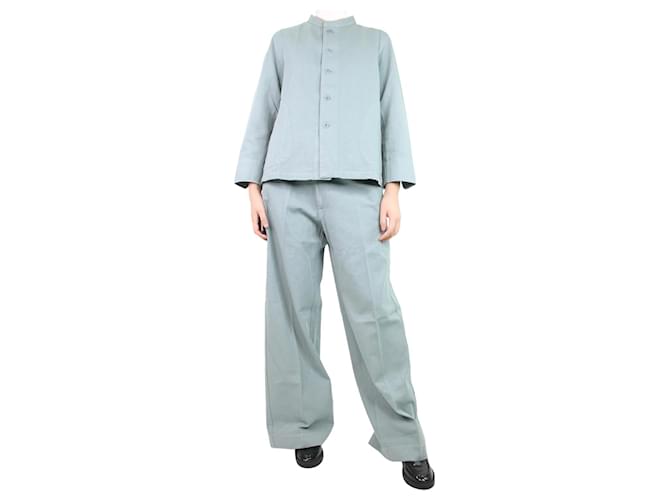 Autre Marque Blue blue wide-leg trousers and shirt set - size UK 8 Cotton  ref.1132212