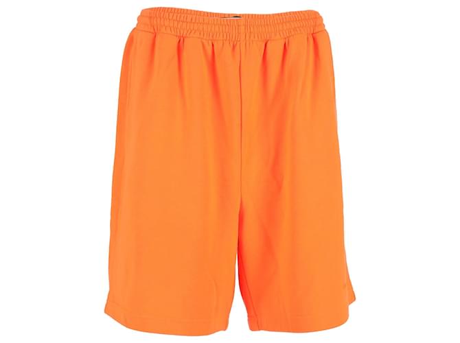 Shorts deportivos con logo bordado de Balenciaga en poliéster naranja  ref.1132297