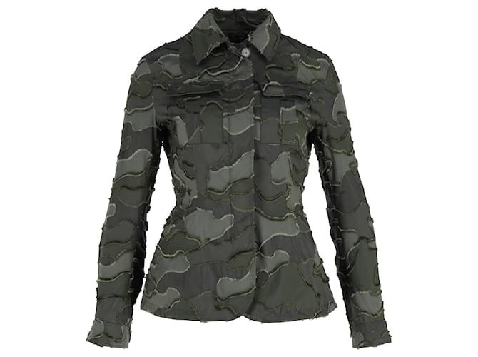 Veste zippée devant camouflage Dior en polyester vert  ref.1132300