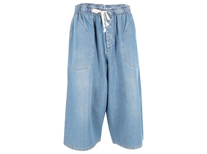 Pantalones cropped anchos de Loewe en denim de algodón Azul  ref.1132304