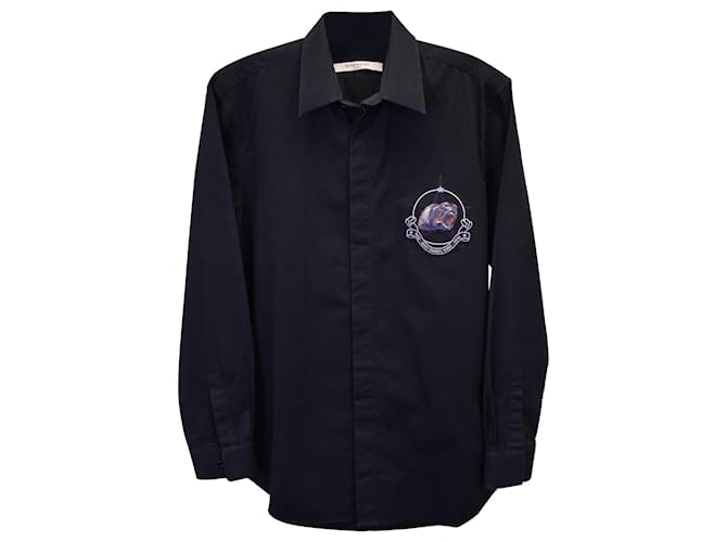 Givenchy Monkey Embroidery Shirt in Navy Blue Cotton  ref.1132311