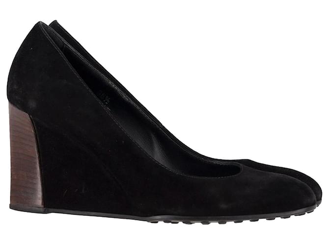 Zapatos de Salón con Cuña Tod's en Ante Negro Suecia  ref.1132328