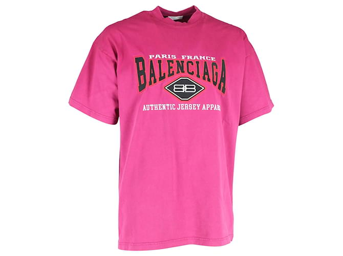 T-shirt oversize Balenciaga BB Authentic in cotone rosa  ref.1132340