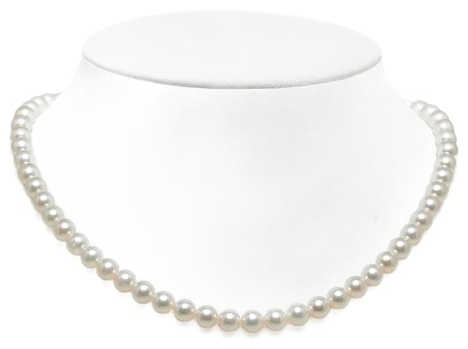 Tasaki Collar clásico de perlas Blanco Plata Metal  ref.1132351