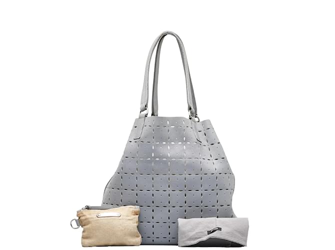 Miu Miu Perforated Leather Tote Bag Leather Tote Bag in Good condition Blue  ref.1132353