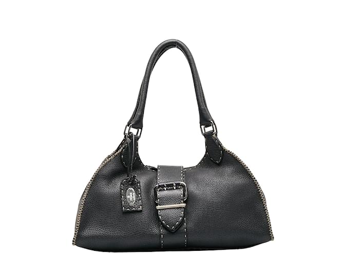 Fendi Selleria Leather Belted Bag Black Pony-style calfskin  ref.1132361