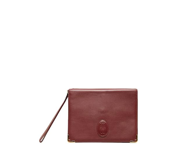 Must De Cartier Leather Clutch Bag Red Pony-style calfskin  ref.1132368