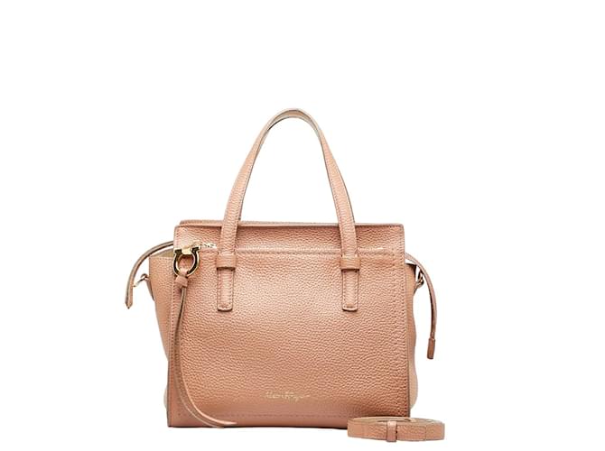 Salvatore Ferragamo Bolso Amy de piel Gancini EE-21 F478 Rosa Cuero  ref.1132375