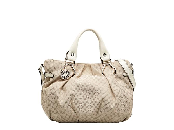 Céline Bolso de mano Celine Macadam Pillow Small de lona de cuero con estampado de pitón en muy buen estado Beige Lienzo  ref.1132381