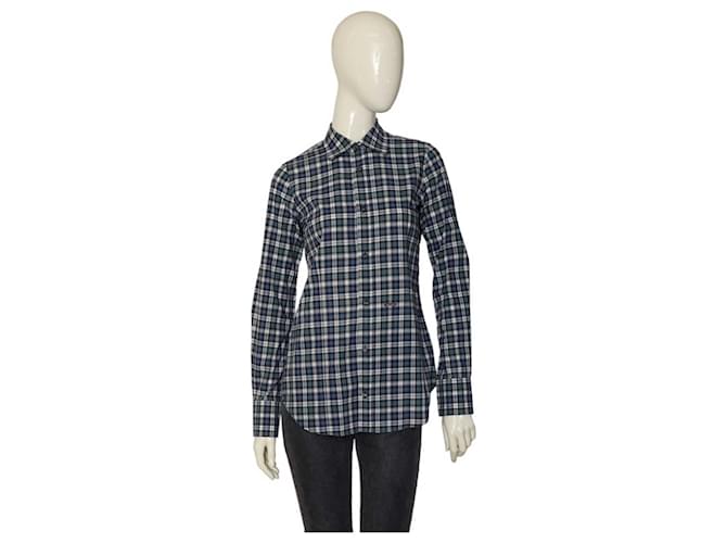 Dsquared2 Blue Check Cotton Collared Button Down Front Shirt Top size 42  ref.1132408