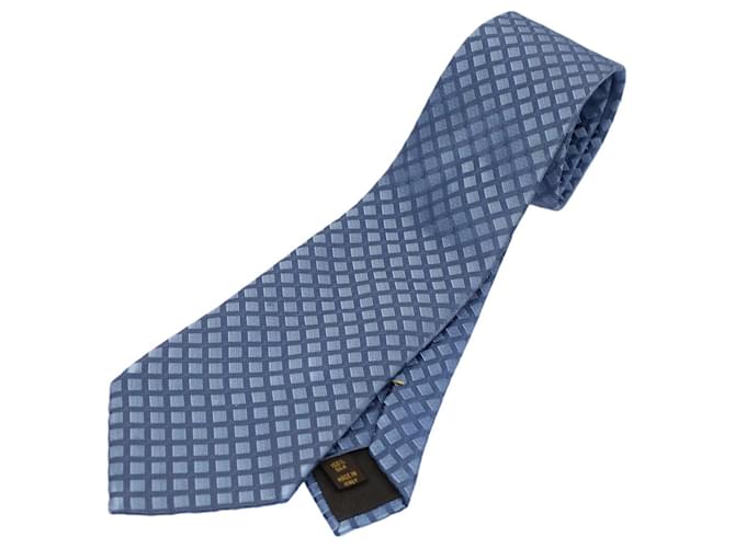 LOUIS VUITTON Cravate Soie Bleu LV Auth 58970  ref.1132472
