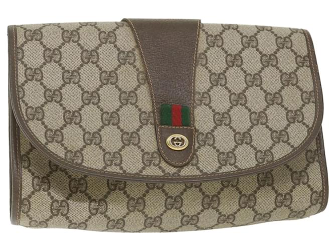 GUCCI GG Supreme Web Sherry Line Clutch Bag Rot Beige 156 01 030 Auth bs10106  ref.1132513