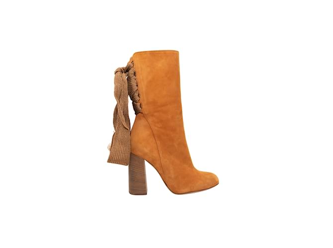 Chloé Tan Chloe Suede Harper Ankle Boots Size 36 Camel  ref.1132640