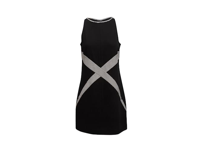 Black & Gray Chanel Sleeveless Dress Size EU 40 Synthetic  ref.1132644