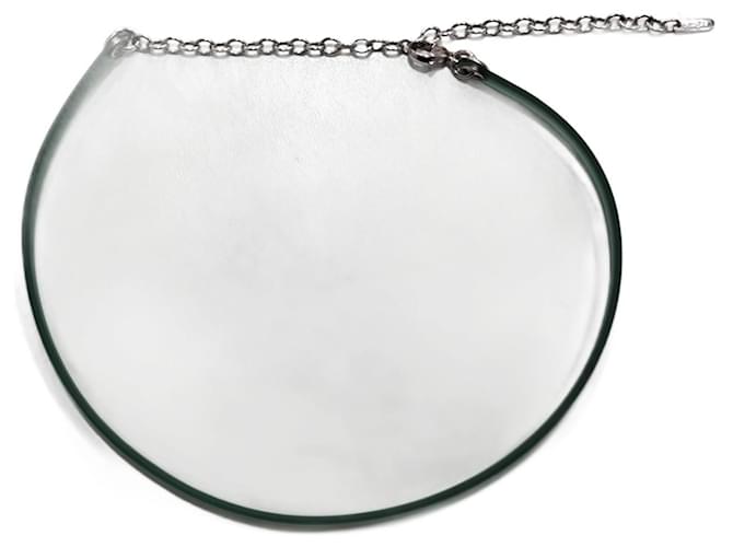 Lalique Necklaces Silvery Dark green Silver  ref.1132648