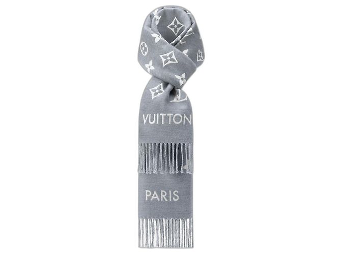 Louis Vuitton All About MNG Scarf Grey Wool