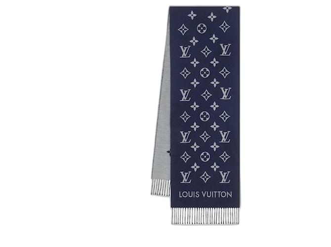 Louis Vuitton LV MNG Écharpe bleu Laine  ref.1132663