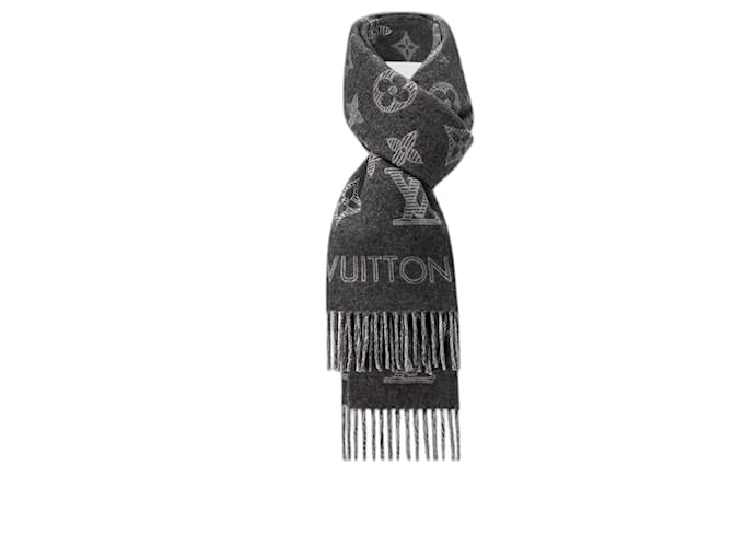 Louis Vuitton LV MNG Shadow Schal Grau Wolle  ref.1132671