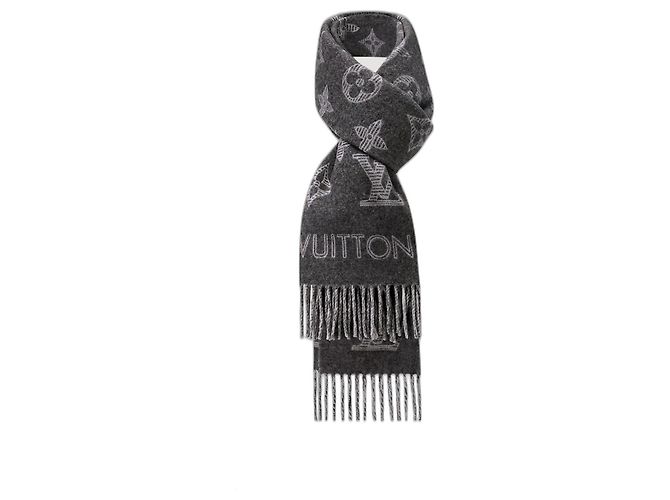 Louis Vuitton MNG Shadow Schal Grau Wolle