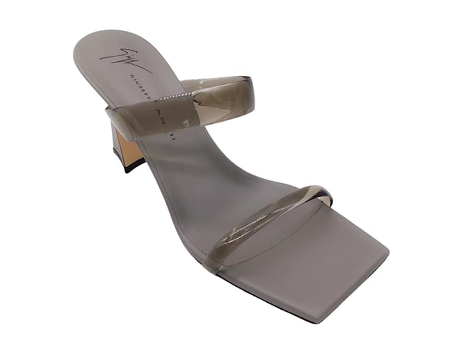 Giuseppe Zanotti Taupe Grey Flaminia Plexi 85 Open-Toe Square Toe Mule Sandals Plastic  ref.1132714