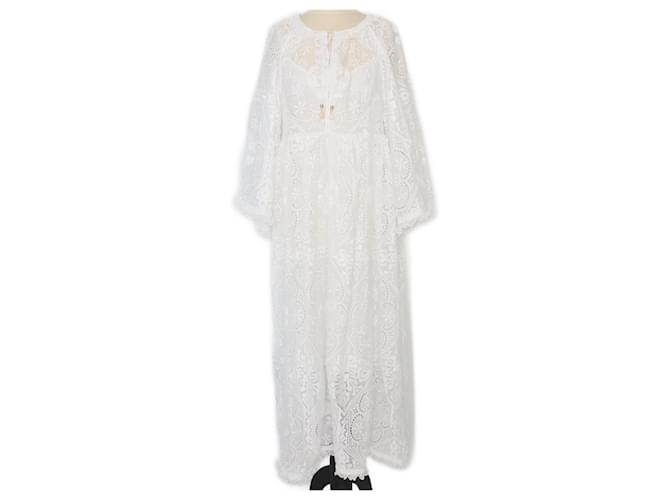 Autre Marque White Laurel Broderie Anglaise Midi Dress Cotton  ref.1132791