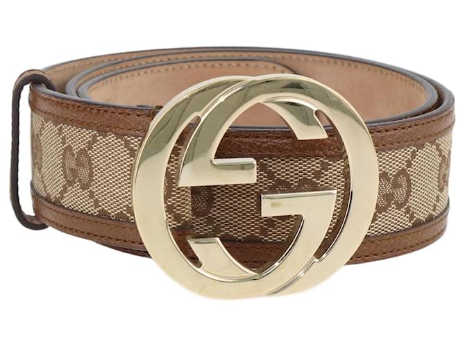 Gucci Beige/Brown Interlocking Buckle Belt Leather  ref.1132793