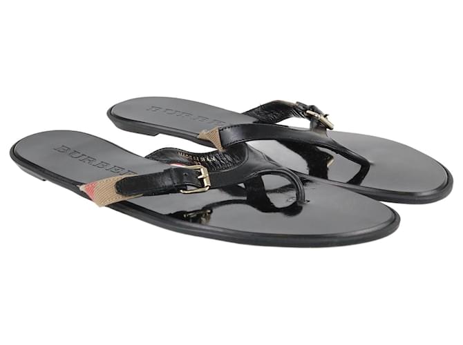 BURBERRY Check Print Thong Sandals | Multicolored Men's Flip Flops | YOOX