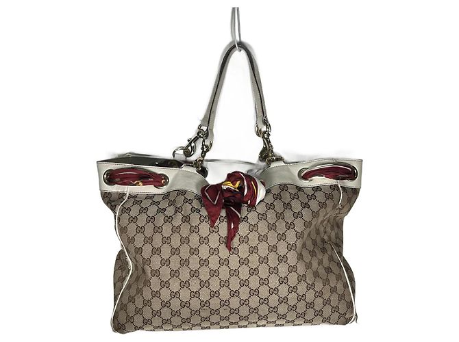 Gucci G/Bolsa tote com lenço G Positano Bege