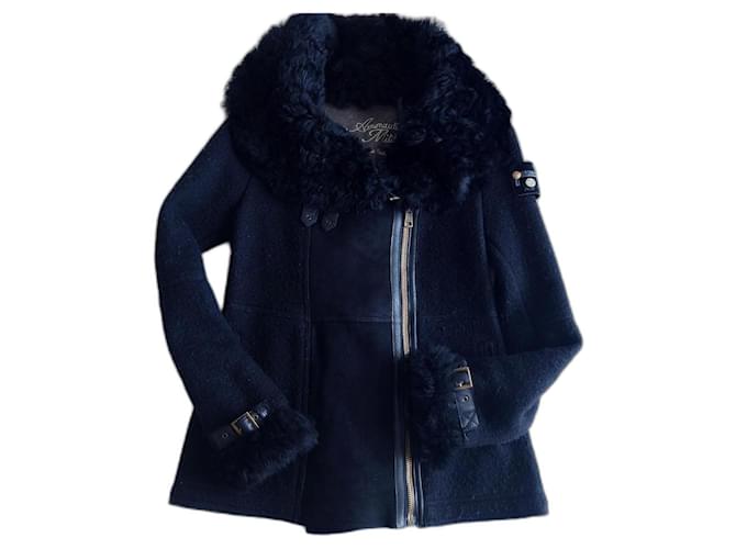 Autre Marque Sheepskin and black wool jacket Lambskin  ref.1132853