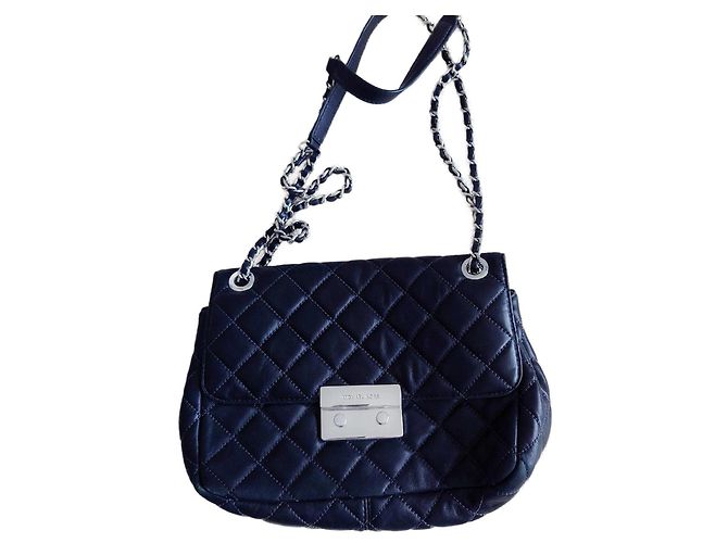 Bolsa acolchoada de couro Michael Kors Preto