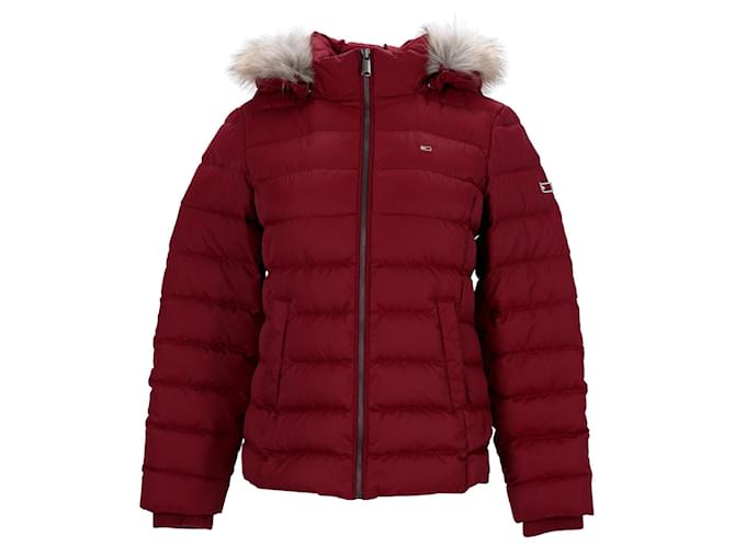 Tommy Hilfiger Womens Essential Hooded Down Jacket Red Polyester  ref.1132885