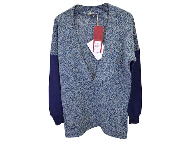 Etro Deep V-neck Sweater in Blue Cashmere Wool  ref.1132888