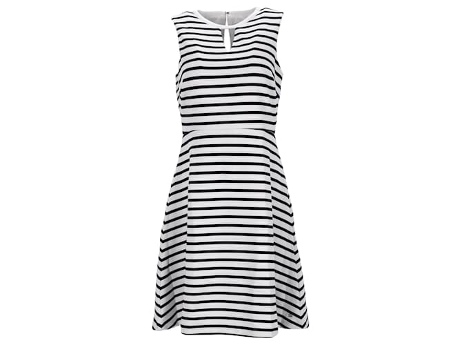 Tommy Hilfiger Womens All Over Stripe Fit And Flare Dress in White Polyester  ref.1132909