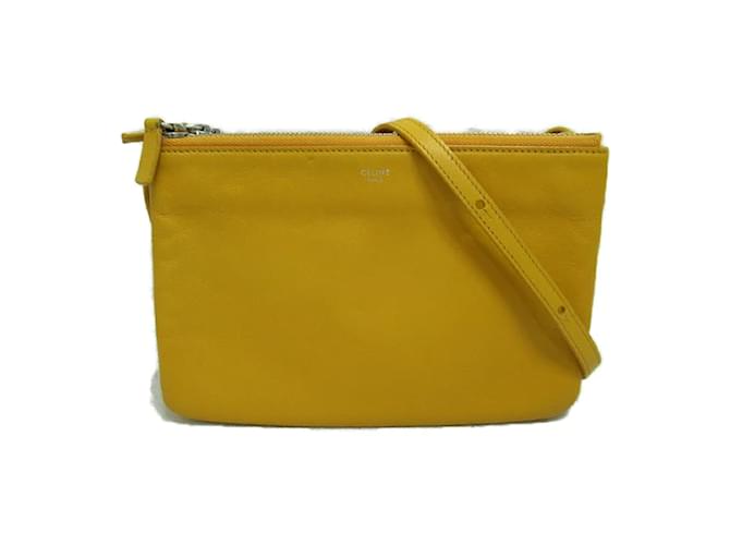 Céline Trio Leather Crossbody Bag Yellow Pony-style calfskin  ref.1133005