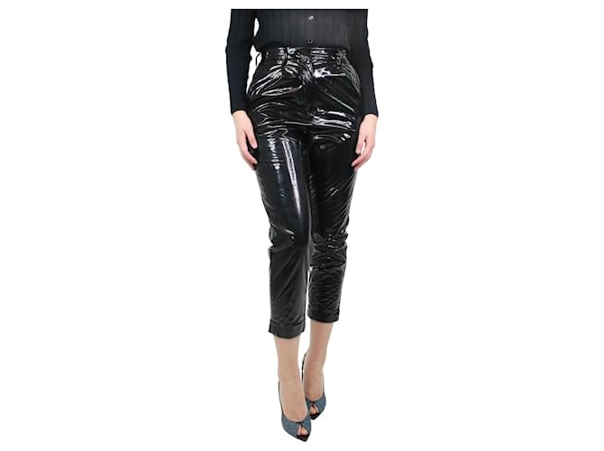 Autre Marque Black vinyl coated trousers - size UK 8 Polyester  ref.1133071