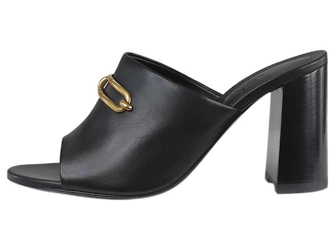 Hermès Black Camilla mules - size EU 39.5 Leather  ref.1133079