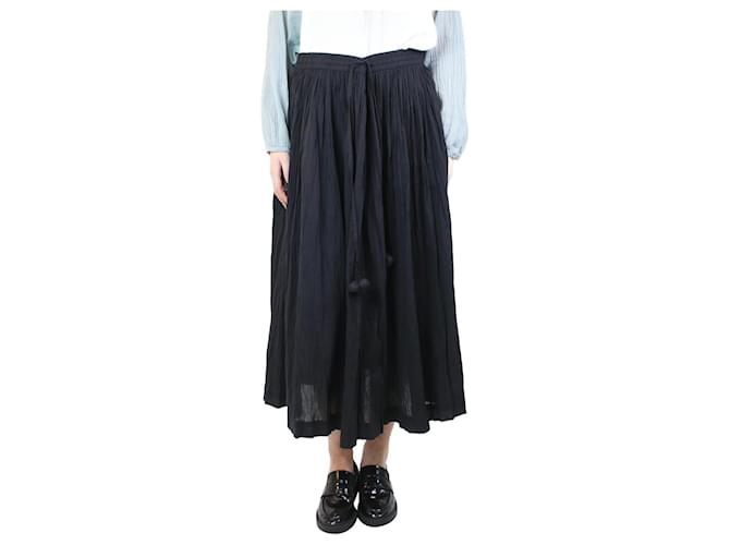Autre Marque Black creased midi skirt - size UK 12  ref.1133085
