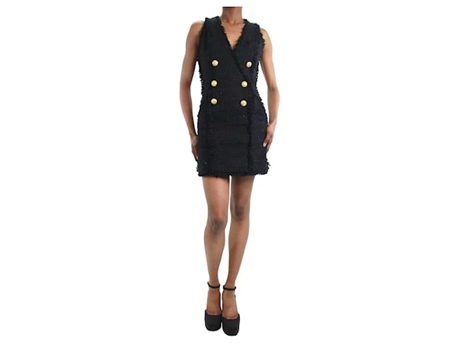 Balmain Black mini dress - size FR 34 Cotton  ref.1133089