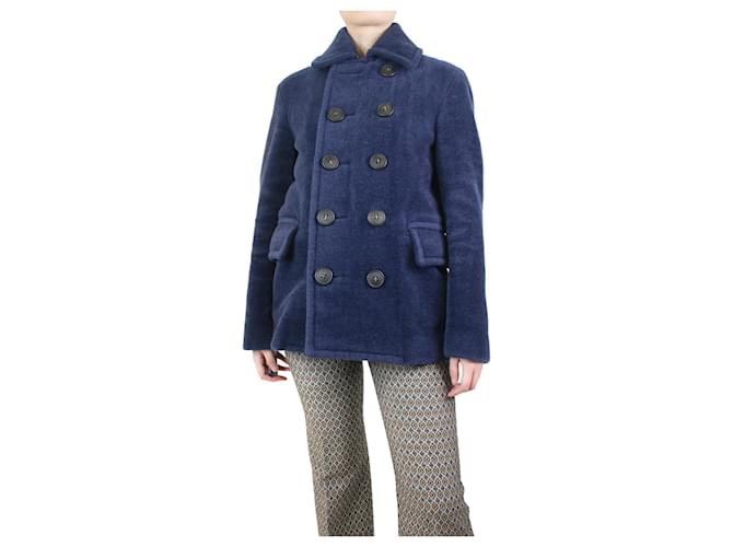 Burberry Blue double-breasted alpaca coat - size UK 12  ref.1133111