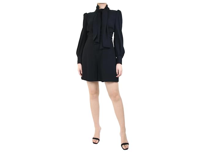 Marc by Marc Jacobs Black pussy-bow belted-playsuit - size M Triacetate  ref.1133123
