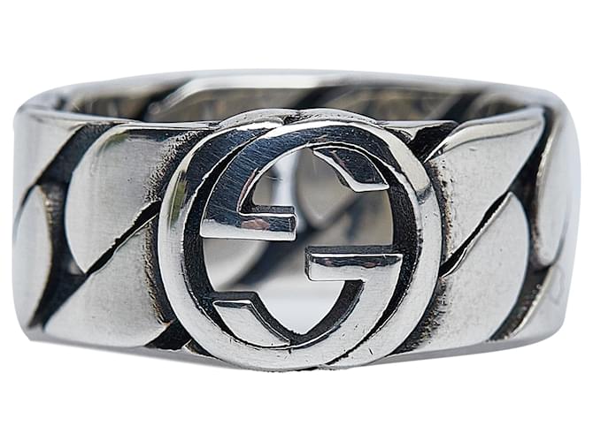 Gucci Silver Interlocking G Ring Prata Metal  ref.1133244
