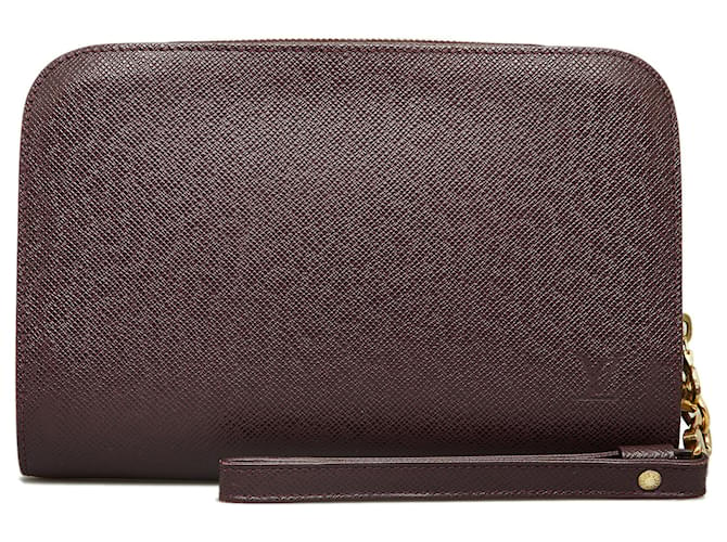 Louis Vuitton Brown Taiga Pochette Baikal Dark brown Leather  ref.1133261